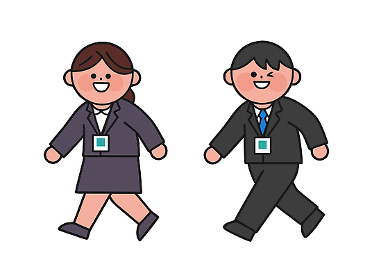 여자 남자 일러스트 비즈니스 모션 협력 직장 대화 미소 사람 정장 친구 사무실 걷기 환경 만남 작업 사무 이름표 국내일러스트 AI파일 옷 컨셉 회사 관계 표정 말하기 업무 파일형식 벡터