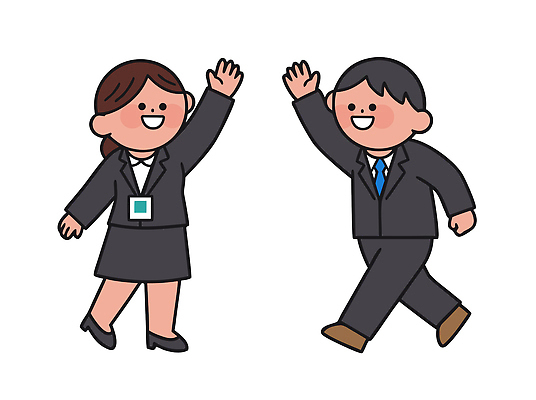 손 여자 남자 일러스트 관계 회의 협력 직장 대화 미소 사람 정장 사무실 인사 업무 작업 동료 소통 친목 국내일러스트 AI파일 옷 컨셉 회사 비즈니스 표정 말하기 신체부위 예절 파일형식 벡터