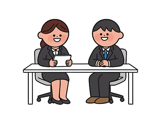 가구 컨셉 회사 비즈니스 문구용품 표정 말하기 사람 라이프 전자제품 스마트기기 작업 파일형식 벡터 사무실 면담 대화 태블릿 두명 탁자 미소 업무 회의 직장 상반신 일상 남자 여자 관계 직업 소통 필기구 국내일러스트 AI파일 일러스트