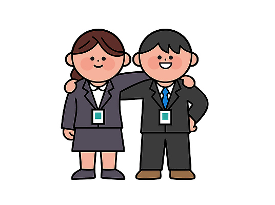 커플 여자 남자 일러스트 비즈니스 관계 성공 협력 대화 정장 친구 사무실 팔짱 만남 축하 작업 동료 파트너십 국내일러스트 AI파일 옷 컨셉 모션 말하기 사람 파일형식 벡터