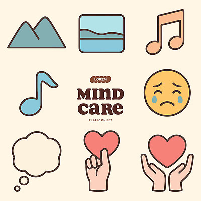 손 디자인 감정 물결 음악 일러스트 자연 산 표정 사랑 그래픽 표현 힐링 심리 정신건강 마음건강 국내일러스트 AI파일 문화예술 건강 신체부위 마음 생태계 파일형식 벡터