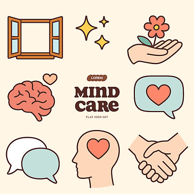 손 꽃 행복 말풍선 일러스트 창문 건강 관리 대화 하트 영혼 심볼 뇌 정신건강 마음건강 국내일러스트 AI파일 모양 식물 감정 말하기 신체부위 마음 파일형식 벡터