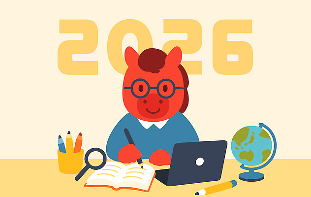 캐릭터 어린이 일러스트 학교 색연필 새해 노트북 학습 사무실 필기구 연필 지구본 공책 말 말_동물 이사 책상 오브젝트 준비 문서 크레파스 말띠 2026년 국내일러스트 병오년 붉은말 AI파일 교육 가구 비즈니스 포유류 문구용품 학용품 사람 전자제품 십이지신 연도 파일형식 벡터