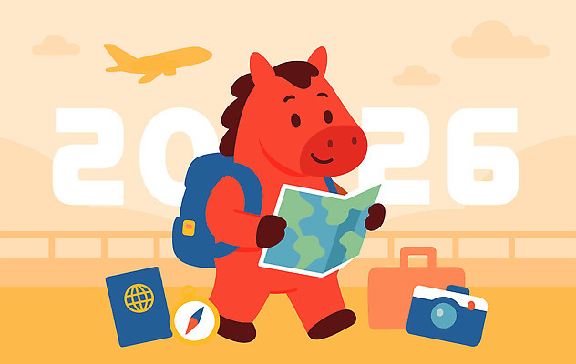 캐릭터 디자인 컬러 여행 지도 가방 일러스트 휴가 새해 비행기 카메라 여행가방 탐험 도전 말 말_동물 항공권 말띠 여행지도 여행준비 2026년 국내일러스트 병오년 붉은말 AI파일 잡화 포유류 항공교통 대중교통 전자제품 십이지신 티켓 연도 준비 파일형식 벡터