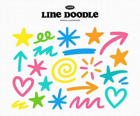 도형 디자인 화살표 별 물결 컬러 패턴 일러스트 도안 나선형 장식 하트 낙서 그림 손그림 기하학 창의성 국내일러스트 AI파일 자연요소 모양 무늬 파일형식 벡터