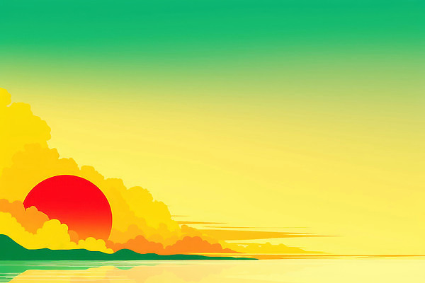 JPG 지구 바다 컬러 야경 일러스트 자연 하늘 풍경 초록색 물 빛 태양 노란색 일출 주황색 일몰 그라데이션 수평선 국내일러스트 자연요소 노을 야간 생태계 파일형식 풍경_경치