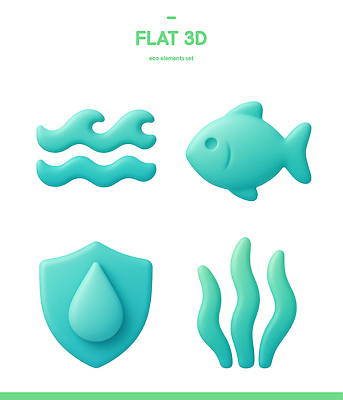 PSD 아이콘 디자인 바다 어류 그래픽 물 파란색 3D아이콘 3D 환경 수중 물방울 해초 방패 평면 자연요소 컬러 수중동물 해조류 디지털합성 파일형식
