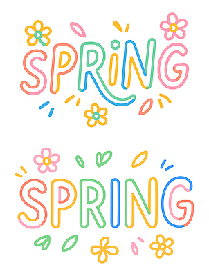 식물 문자 계절 감정 선 컬러 컨셉 생태계 파일형식 벡터 봄 꽃 디자인 자연 생명 예술 풍경 표현 창의성 종이 장식 색칠 아이디어 생동감 즐거움 국내일러스트 AI파일 일러스트 타이포그라피 라인아트 컬러풀