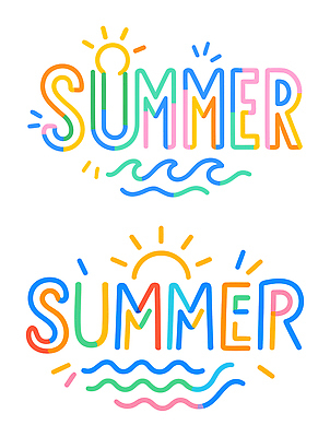 자연요소 문자 계절 선 컬러 파일형식 벡터 여름 물결 태양 디자인 밝은색 홈페이지 백그라운드 장식 심플 그래픽 기록 예술 창의성 감정 국내일러스트 AI파일 일러스트 타이포그라피 라인아트 컬러풀