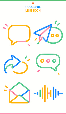 모양 아이콘 기호 디자인 컬러 커뮤니케이션 그래픽 컬러풀 디지털 표현 메시지 알림 라인아트 모던 전송 소통 소셜네트워크 음성 2D아이콘 AI파일 문자 선 컨셉 파일형식 벡터