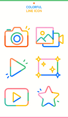 아이콘 디자인 예술 선 컬러 그래픽 장식 컬러풀 카메라 표현 라인아트 언론 소셜네트워크 픽셀 스타일 2D아이콘 AI파일 전자제품 파일형식 벡터