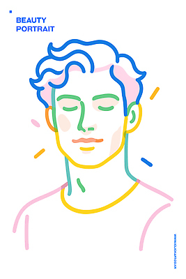 디자인 남자 감정 얼굴 선 컬러 포즈 백그라운드 일러스트 미소 컬러풀 머리 표현 라인아트 그림 초상화 단순화된 스타일 국내일러스트 AI파일 표정 사람 신체부위 파일형식 벡터