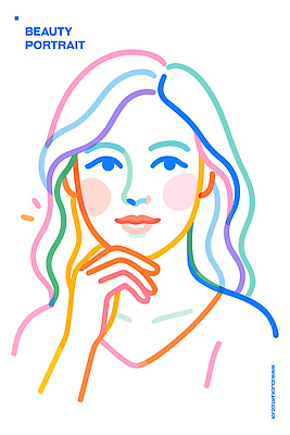 손 디자인 여자 얼굴 선 컬러 백그라운드 생각 일러스트 추상 미술 사람 컬러풀 표현 작업 라인아트 그림 턱 스타일 국내일러스트 AI파일 무늬 문화예술 신체부위 파일형식 벡터