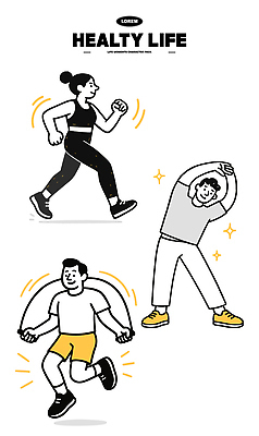 감정 스포츠 신체 일러스트 모션 건강 사람 취미 생활 친구 운동 걷기 헬스 스트레칭 힘 에너지 그룹 즐거움 줄넘기 스트레스해소 국내일러스트 AI파일 관계 파일형식 벡터