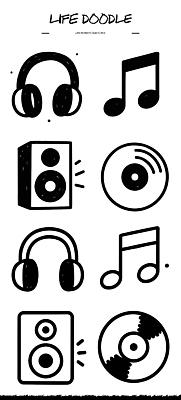 디자인 종이 문화 예술 음악 스티커 음표 일러스트 그래픽 헤드폰 스피커 소리 음반 오브젝트 그림 오디오 드로잉 리듬 창작 국내일러스트 AI파일 기호 음향기기 문화예술 미술 전자제품 파일형식 벡터