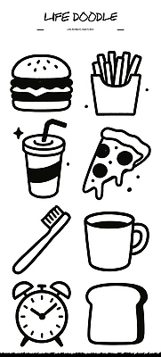 디자인 커피 음료 선 음식 빵 시계 스티커 패턴 일러스트 아침 디저트 피자 일상 생활 그래픽 주방 감자튀김 햄버거 칫솔 오브젝트 그림 국내일러스트 AI파일 주간 무늬 감자 패스트푸드 서양음식 라이프 위생용품 튀김 파일형식 벡터