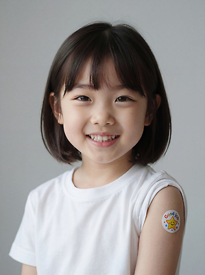 JPG 편집이미지 어린이 스티커 건강 병원 웃음 치료 운동복 의사 보호 예방 긍정적 백신 예방접종 의료성형뷰티 편집실사 AI인물포토 AI콘텐츠 옷 감정 컨셉 의학 표정 사람 의료진 CG 접종 파일형식 AI포토