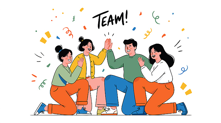 컬러 일러스트 모션 성공 협력 손바닥 미소 여러명 장식 파티 기쁨 만남 축하 그룹 즐거움 노력 소통 상호작용 국내일러스트 AI파일 손 감정 다수 컨셉 표정 사람 이벤트 파일형식 벡터