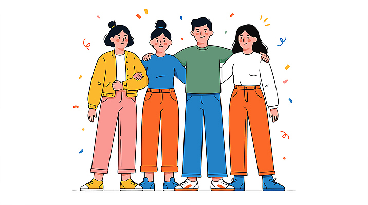 손 옷 컬러 포즈 일러스트 관계 웃음 이벤트 여러명 취미 친구 그룹 즐거움 친목 색채 참여 국내일러스트 AI파일 감정 다수 표정 사람 신체부위 파일형식 벡터