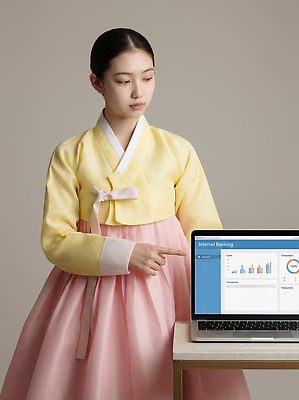 한국전통 손 비즈니스 모션 손짓 성인 금융 전자제품 전통의상 CG 파일형식 한복 인터넷뱅킹 컴퓨터 그래프 모델 설명 스크린 손가락 가리킴 사무실 재정 청년 전통 기술 편집실사 JPG 편집이미지 의료성형뷰티