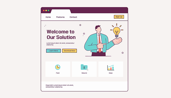 디자인 일러스트 비즈니스 전구 버튼 아이디어 기술 그래픽 스크린 정보 체험 연결 서비스 환영 가입 기능 솔루션 사용자 국내일러스트 AI파일 컨셉 파일형식 벡터