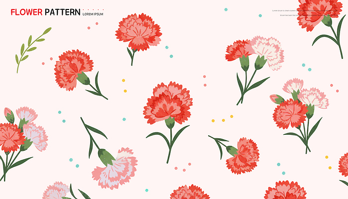 PSD 식물 디자인 꽃 예술 분홍색 컬러 꽃다발 백그라운드 잎 패턴 일러스트 자연 그래픽 장식 여름 디지털 봄 카네이션 조화 뷰티풀 국내일러스트 계절 무늬 생태계 파일형식