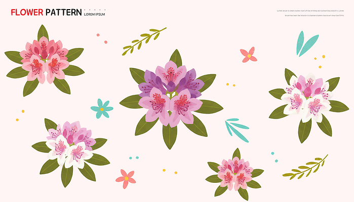 식물 꽃 컬러 컨셉 무늬 생태계 파일형식 백그라운드 디자인 모양 조화 패턴 자연 예술 생명 뷰티풀 화사함 장식 화관 잎 스타일 공간 PSD 국내일러스트 일러스트 철쭉 분홍색