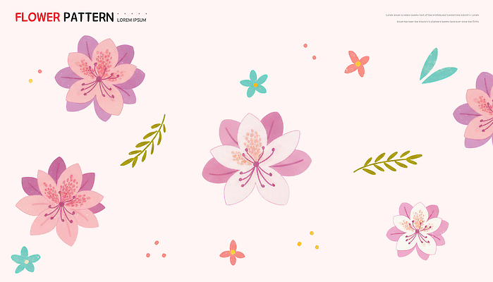 PSD 디자인 꽃 분홍색 컬러 백그라운드 패턴 일러스트 자연 표면 그래픽 장식 초록색 보라색 진달래 그림 철쭉 화사함 현상 스타일 국내일러스트 식물 컨셉 무늬 생태계 파일형식