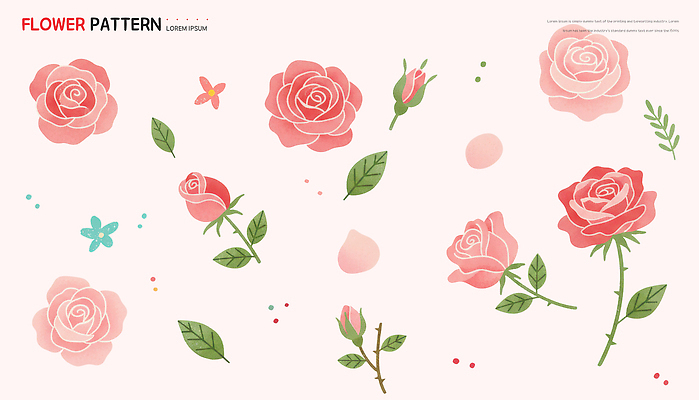 PSD 식물 디자인 꽃 분홍색 컬러 배경화면 백그라운드 잎 패턴 일러스트 자연 사랑 이벤트 그래픽 장식 장미 축제 봄 그림 꾸미기 국내일러스트 계절 감정 무늬 생태계 파일형식