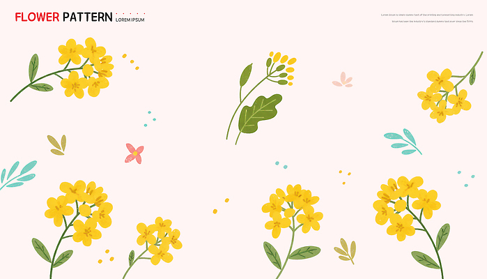 PSD 디자인 꽃 종이 분홍색 컬러 백그라운드 잎 패턴 일러스트 자연 그래픽 장식 초록색 노란색 직물 유채 개성 스타일 미니멀 국내일러스트 식물 무늬 생태계 파일형식