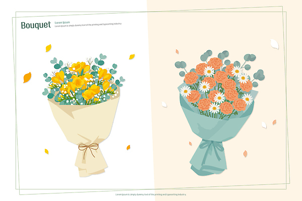 식물 직업 계절 꽃 컬러 꽃다발 컨셉 파일형식 벡터 디자인 노란색 장미 그림 꽃잎 포장 플로리스트 조화 꾸미기 여름 선물 이벤트 만남 장식 AI파일 국내일러스트 일러스트 부케