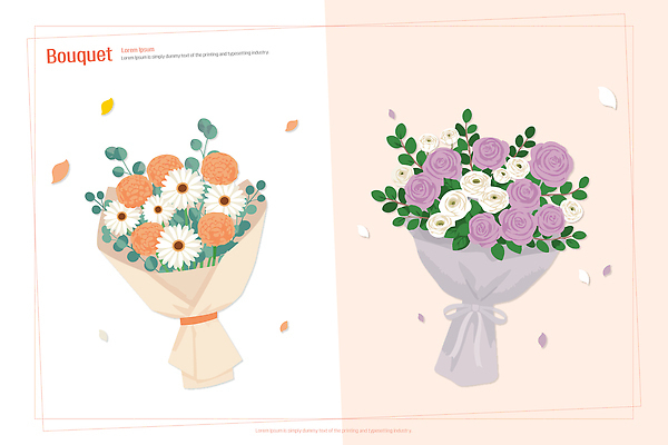 디자인 기념일 꽃 예술 컬러 꽃다발 부케 일러스트 자연 선물 장식 장난감 정원 보라색 축제 주황색 봄 흰색 배열 꽃집 뷰티풀 스타일 국내일러스트 AI파일 식물 계절 이벤트 상점 생태계 파일형식 벡터