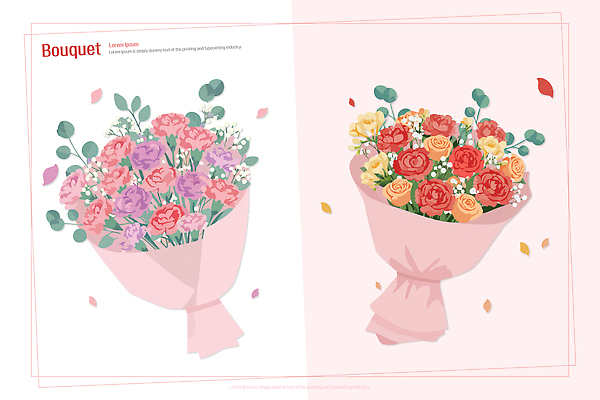 식물 직업 기념일 꽃 컬러 꽃다발 생태계 파일형식 벡터 보라색 분홍색 빨간색 노란색 장식 디자인 예술 플로리스트 자연 조화 꽃잎 선물 생일 AI파일 국내일러스트 일러스트 부케