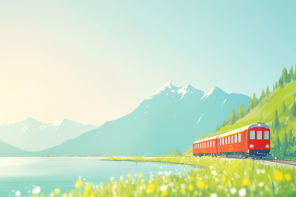 JPG 꽃 호수 여행 백그라운드 일러스트 자연 산 풍경 물 강 태양 평화 환경 기찻길 기차 기차역 기차여행 국내일러스트 자연요소 식물 육상교통 컨셉 대중교통 역 생태계 파일형식