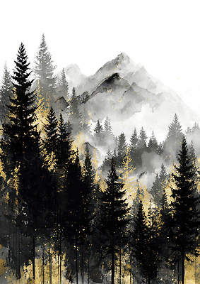 JPG 나무 계절 선 컬러 일러스트 자연 바람 산 그림자 미술 풍경 노란색 검은색 소리 안개 숲 크기 높이 그림 설산 산맥 국내일러스트 자연요소 식물 날씨 문화예술 생태계 파일형식