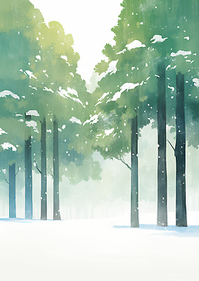 JPG 나무 설경 겨울 일러스트 자연 날씨 풍경 초원 환경 습기 흰색 나뭇가지 숲속 숲 조용 기온 시야 국내일러스트 AI일러스트 AI콘텐츠 식물 계절 컬러 생태계 파일형식