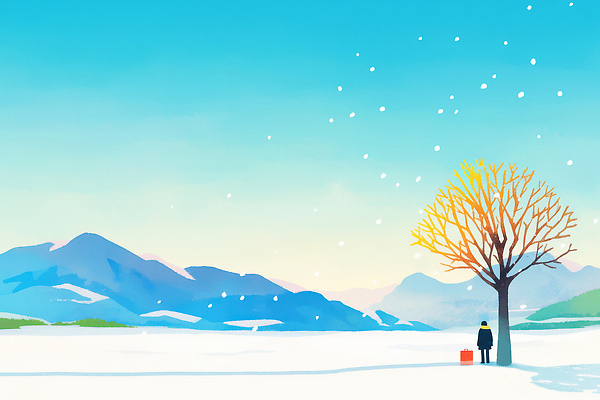JPG 나무 컬러 설경 겨울 일러스트 상상 자연 하늘 산 따뜻함 사람 풍경 소풍 고요 공간 관찰 시간 기다림 차가움 외출 국내일러스트 AI일러스트 AI콘텐츠 식물 계절 모션 야외활동 생태계 파일형식
