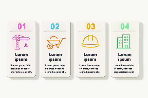 PSD 편집이미지 건축 건설업 공사 설명 건물 그래픽 기계 인포그래픽 도구 작업 구출 단계 순서 진행 프로젝트 이미지편집 건축물 산업 모션 도움 파일형식