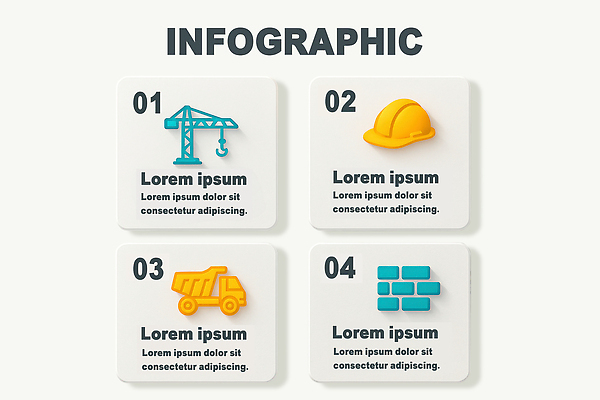 PSD 편집이미지 기호 디자인 건축 벽돌 건설업 설명 그래픽 인포그래픽 장비 정보 작업 안전모 기중기 덤프트럭 이미지편집 문자 산업 모션 트럭 중장비 헬멧 안전장비 파일형식