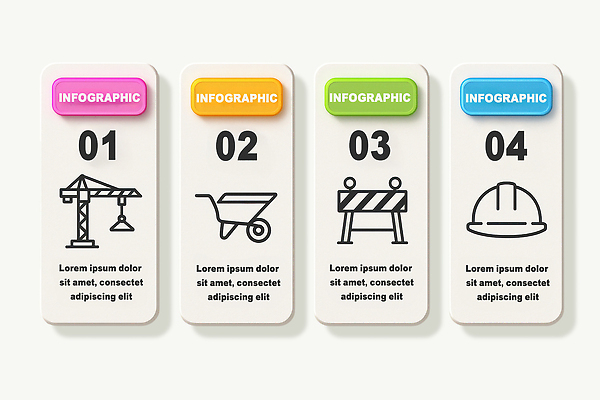 PSD 편집이미지 건축 바닥 건설업 안전 기계 인포그래픽 장비 설계도 표현 구조물 기중기 과정 단계 이미지편집 산업 컨셉 중장비 파일형식