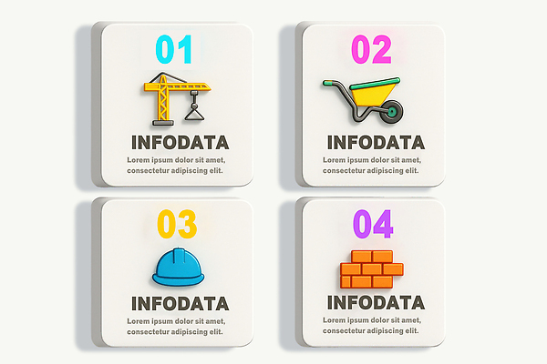 PSD 편집이미지 건축 설계 벽돌 건설업 기계 인포그래픽 도구 작업 구출 헬멧 기중기 그림 이미지 단계 이미지편집 산업 컨셉 도움 중장비 보호장비 파일형식