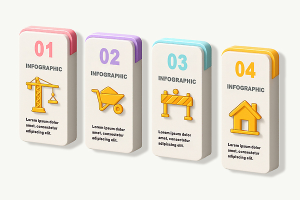 PSD 편집이미지 디자인 건축 컬러 건설업 그래픽 인포그래픽 정보 표현 배열 삽 기중기 구성 이미지편집 산업 중장비 파일형식