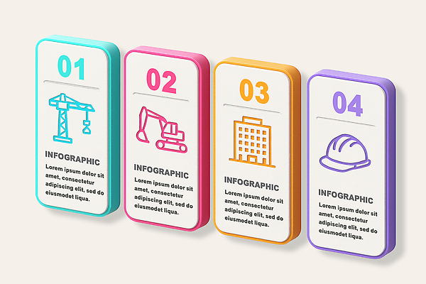 PSD 편집이미지 디자인 건축 컬러 건설업 공사 설명 그래픽 상자 인포그래픽 설계도 정보 도구 단계 아이템 프로젝트 이미지편집 산업 모션 파일형식