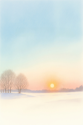 JPG 나무 계절 컬러 겨울 일러스트 자연 하늘 아침 풍경 빛 태양 일출 고요 땅 평원 수평선 겨울풍경 국내일러스트 주간 자연요소 식물 노을 생태계 파일형식