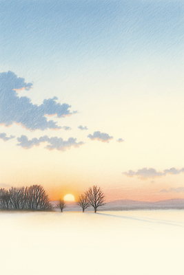 JPG 나무 실루엣 겨울 일러스트 자연 하늘 풍경 초원 빛 태양 일출 소리 땅 평야 겨울풍경 눈덮임 차분 국내일러스트 자연요소 식물 계절 컨셉 촬영기법 노을 생태계 파일형식