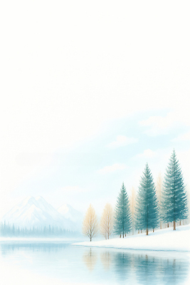 JPG 나무 호수 겨울 일러스트 자연 하늘 바람 산 풍경 물 반사 평화 고요 차가움 숲 국내일러스트 자연요소 식물 계절 컨셉 날씨 생태계 파일형식