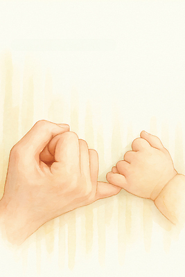 JPG 손 행복 감정 일러스트 손가락 가족 관계 따뜻함 사랑 부모 터치 아기 신생아 연결 소통 순간 국내일러스트 AI일러스트 AI콘텐츠 컨셉 사람 신체부위 파일형식