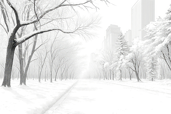 JPG 나무 공원 겨울 일러스트 거리 풍경 건물 고요 흰색 눈 도시 성냥 흐림 풍경화 눈내림 겨울풍경 국내일러스트 AI일러스트 AI콘텐츠 자연요소 식물 건축물 계절 공공시설 컬러 날씨 눈_날씨 그림 파일형식