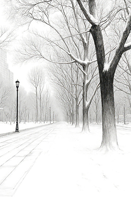 JPG 나무 공원 길 여행 겨울 가로등 일러스트 자연 거리 풍경 산책로 흰색 나뭇가지 눈 도시 조용 기온 수목 국내일러스트 AI일러스트 AI콘텐츠 자연요소 식물 계절 공공시설 컬러 날씨 생태계 파일형식