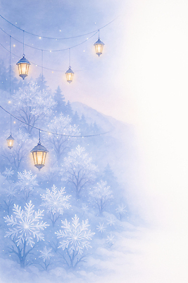 JPG 나무 크리스마스 겨울 일러스트 자연 조명 산 풍경 장식 빛 등불 눈송이 분위기 차가움 숲 조용 겨울풍경 국내일러스트 AI일러스트 AI콘텐츠 식물 계절 기념일 컨셉 눈_날씨 생태계 파일형식